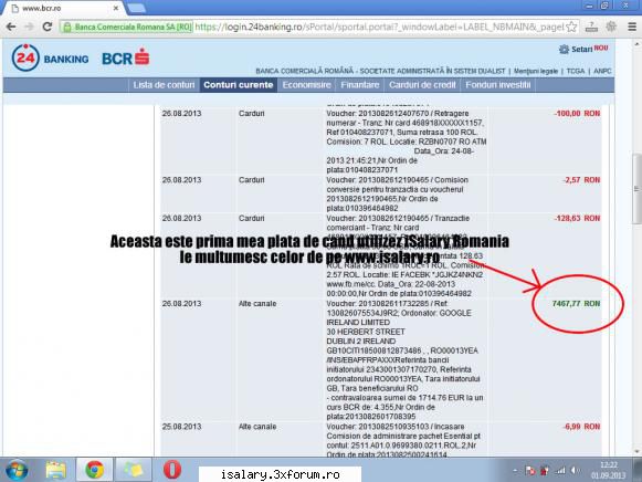 Primea mea plata - Mai jos aveti un printscreen cu prima mea plata - Castiguri